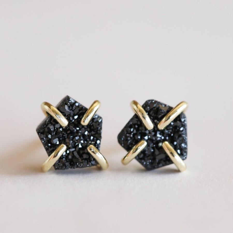 Jewelry jaxkelly Studs | Black Druzy Prong