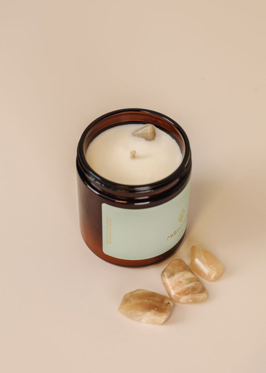 Candles jaxkelly | 16Oz Amber Crystal Candle - Moonstone - Good Luck