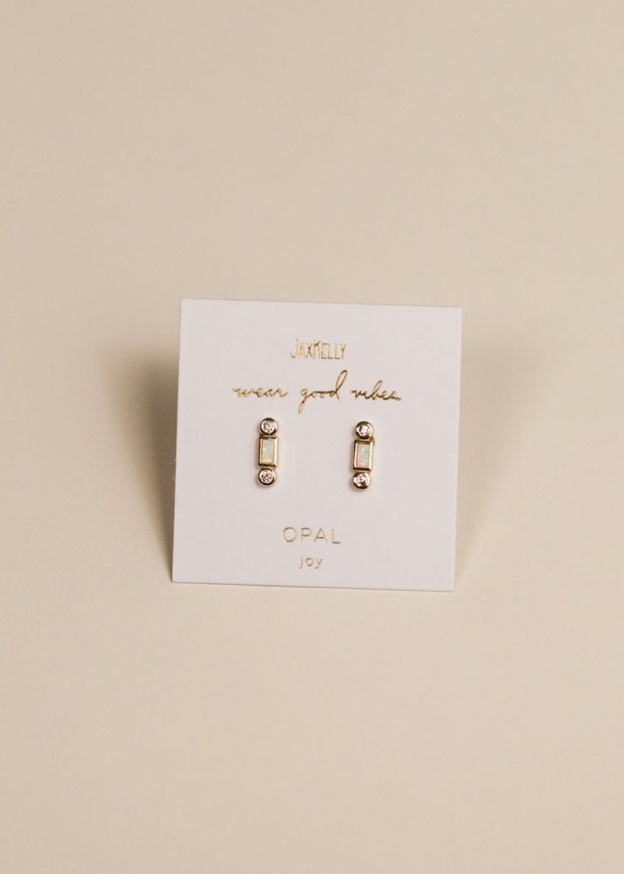 Jewelry jaxkelly Studs | Bar Opal - White