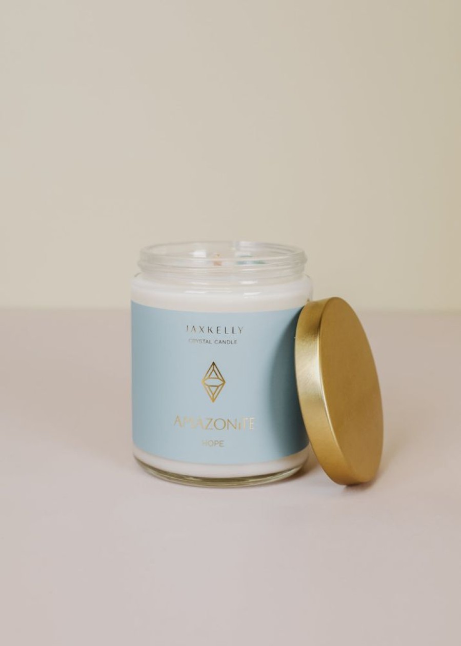 Candles jaxkelly | 9Oz Clear Crystal Candle - Amazonite - Hope