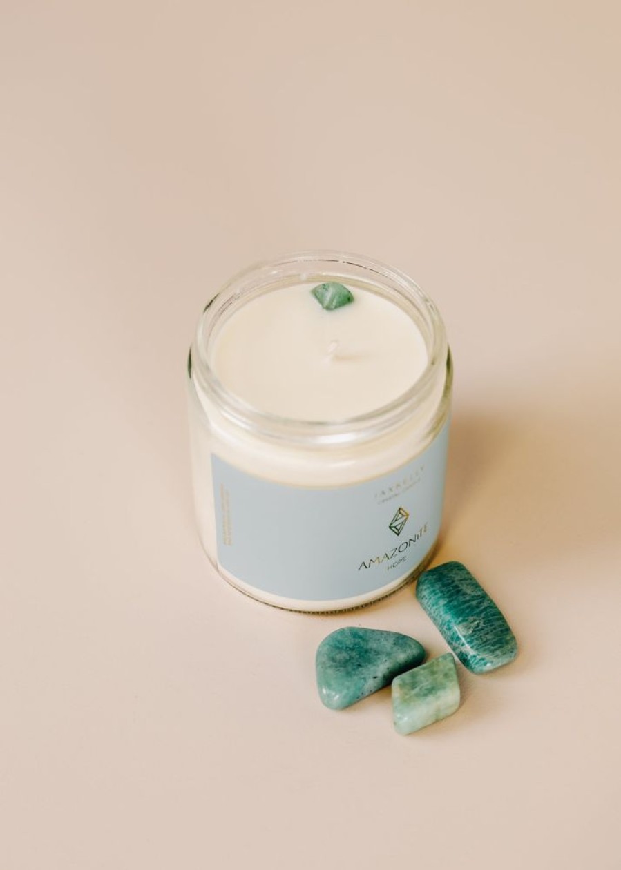 Candles jaxkelly | 9Oz Clear Crystal Candle - Amazonite - Hope