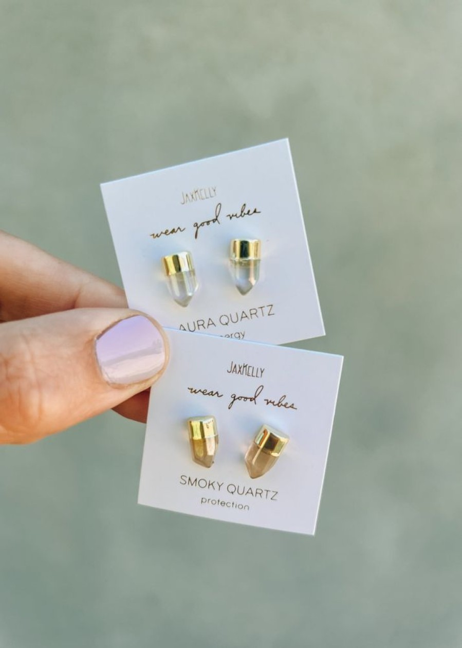 Jewelry jaxkelly Studs | Gold Dip Smoky Quartz Point