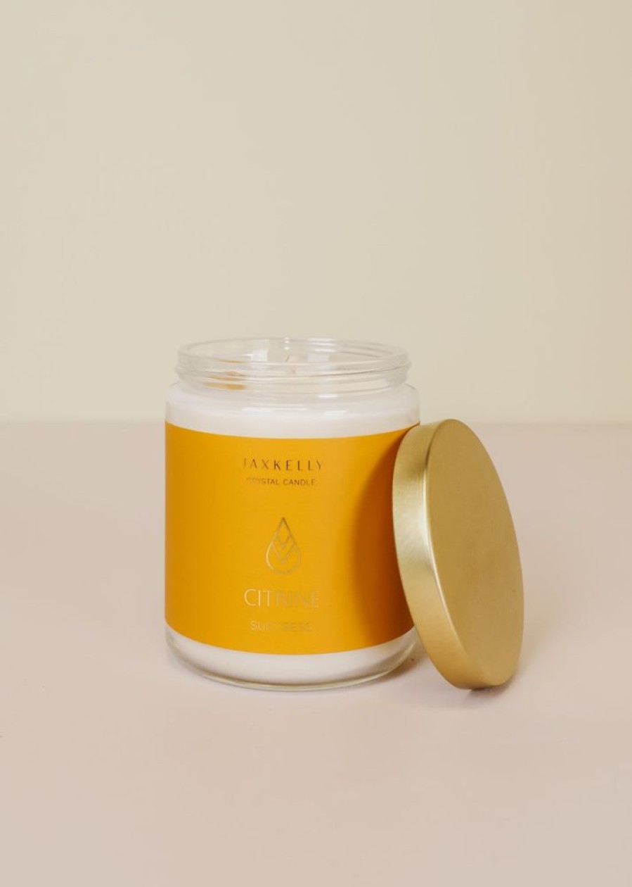 Candles jaxkelly | 9Oz Clear Crystal Candle - Citrine - Success