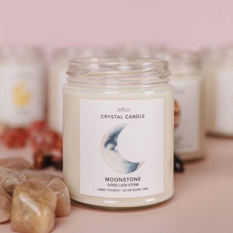 Candles jaxkelly | Moonstone Crystal Candle - Brings Good Luck