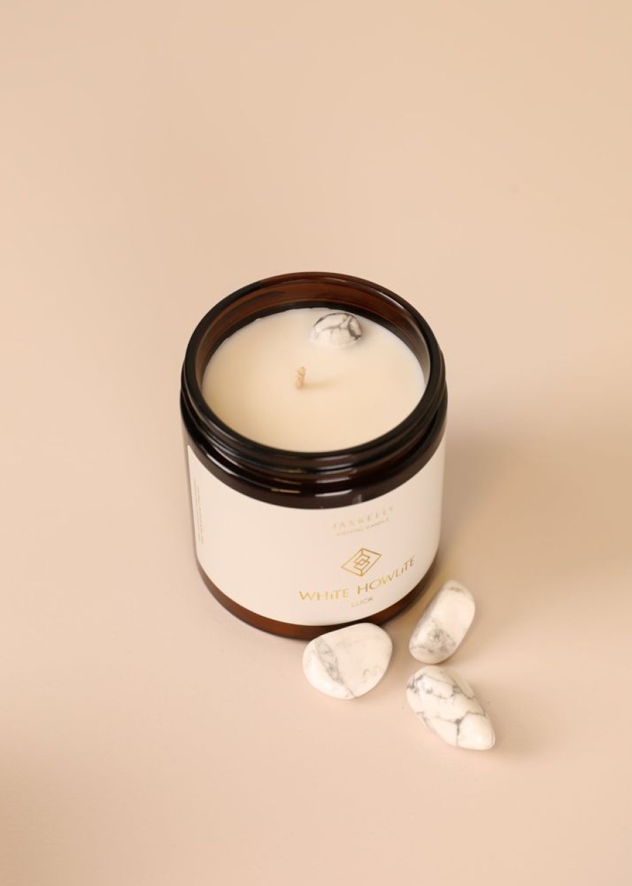 Candles jaxkelly | 16Oz Amber Crystal Candle - White Howlite - Mindfulness