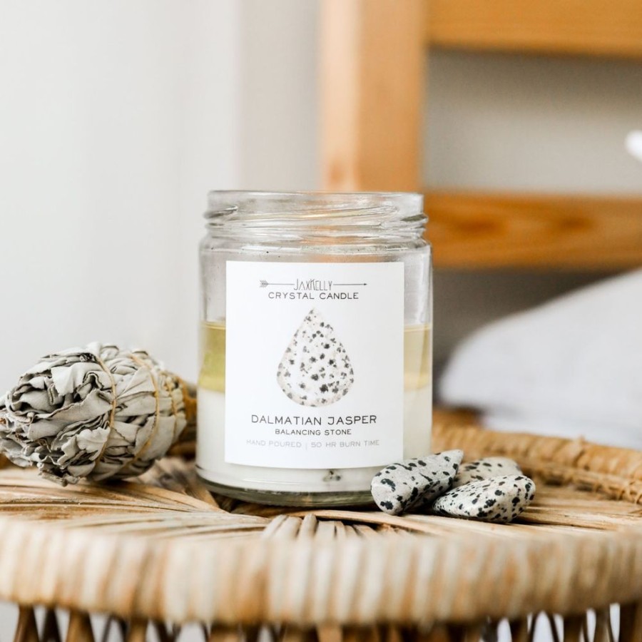 Candles jaxkelly | Dalmatian Jasper Crystal Candle - Balancing