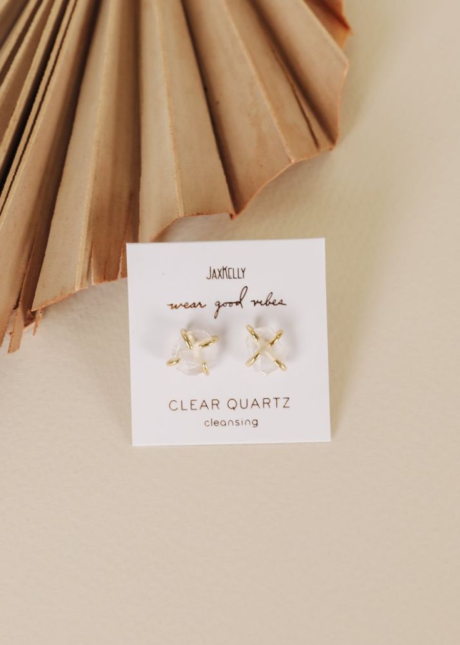 Jewelry jaxkelly Studs | Clear Quartz Gemstone Prong - Cleansing