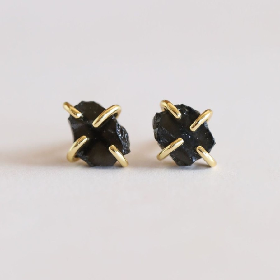 Jewelry jaxkelly Studs | Obsidian Gemstone Prong - Block Negativity