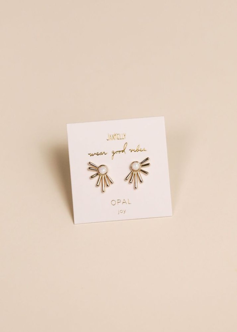 Jewelry jaxkelly Studs | Sun Ray - White Opal