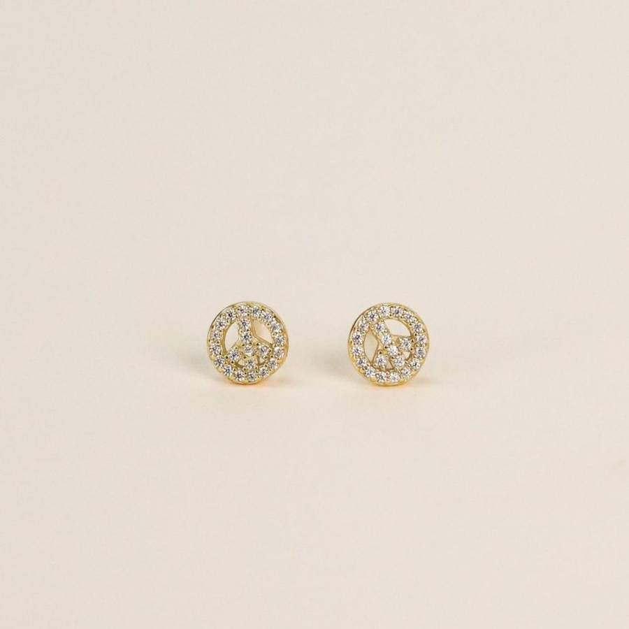 Jewelry jaxkelly Studs | Pave Peace Sign