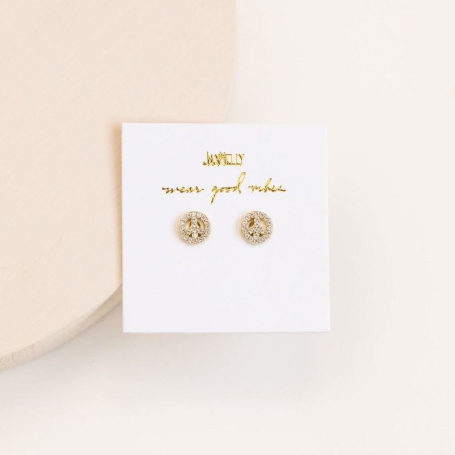 Jewelry jaxkelly Studs | Pave Peace Sign