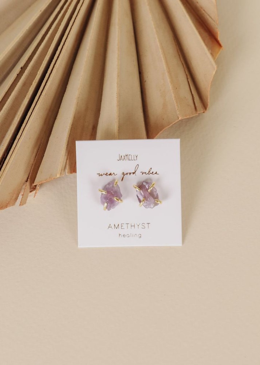 Jewelry jaxkelly Studs | Amethyst Gemstone Prong - Healing