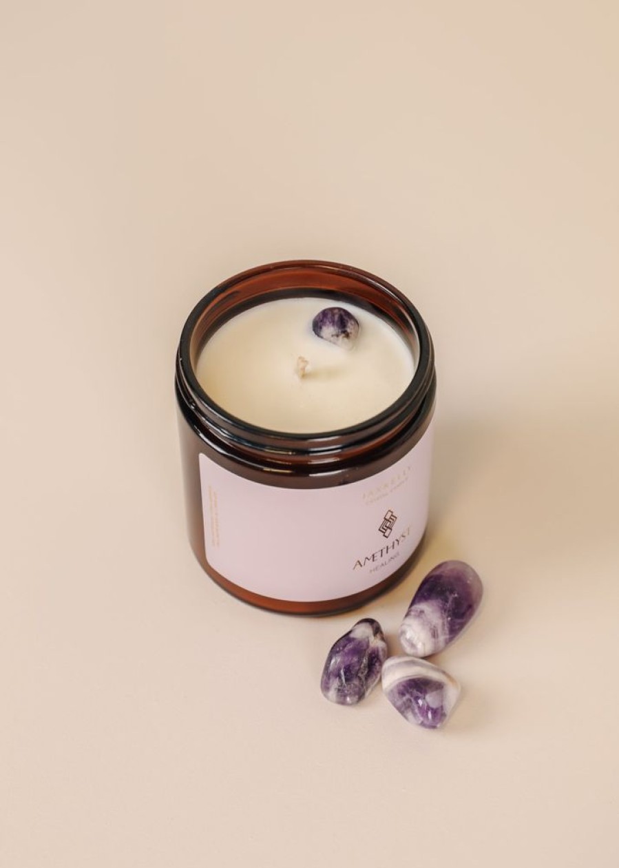 Candles jaxkelly | 16Oz Amber Crystal Candle - Amethyst - Healing