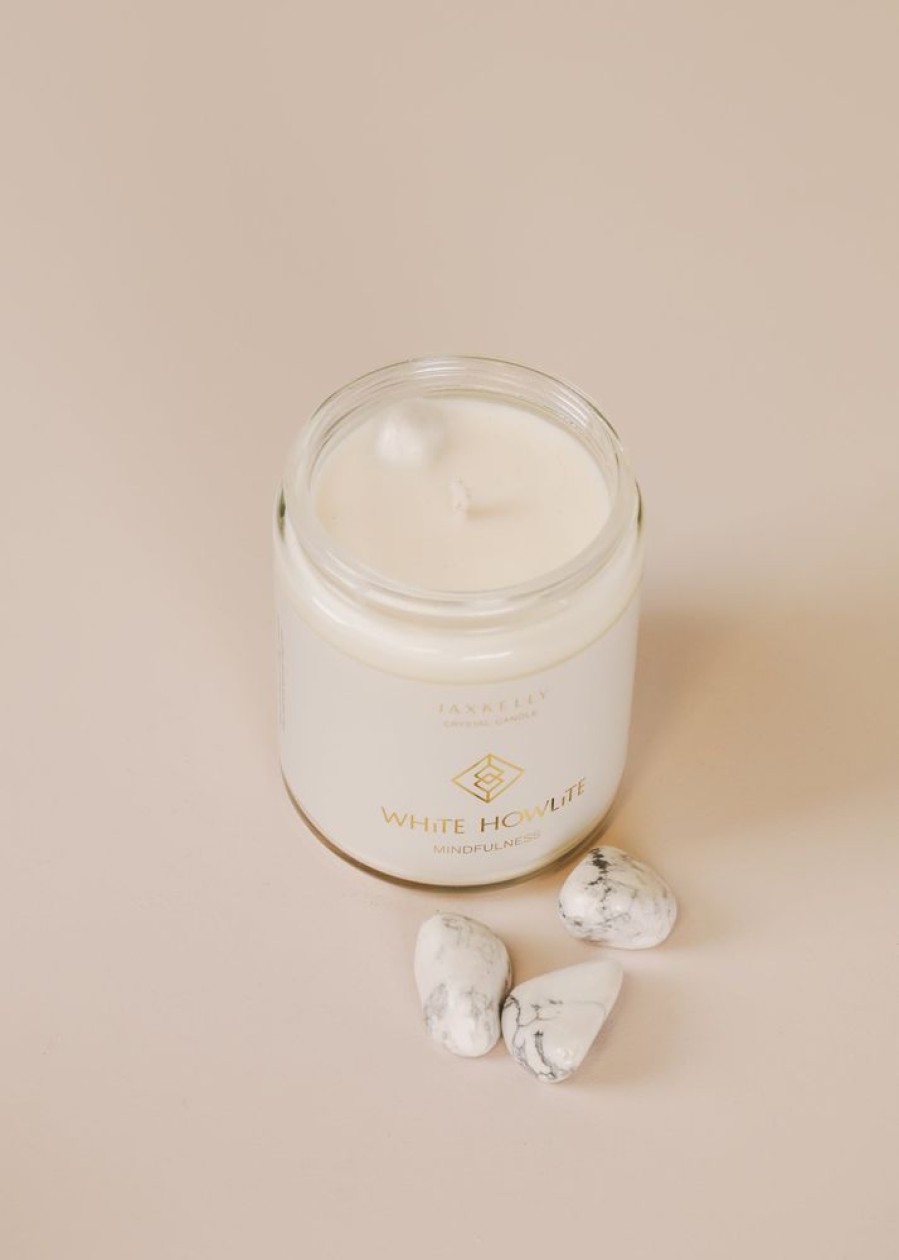 Candles jaxkelly | 9Oz Clear Crystal Candle - White Howlite - Mindfulness