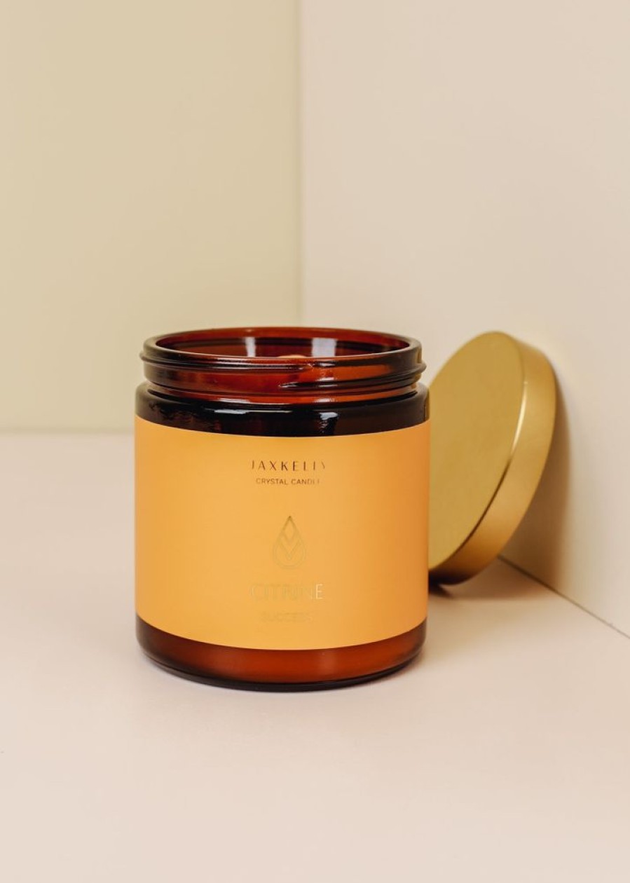 Candles jaxkelly | 16Oz Amber Crystal Candle - Citrine - Success