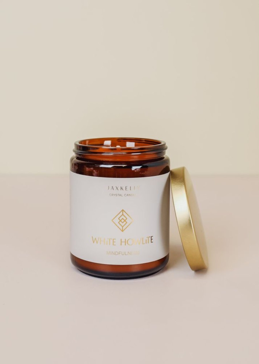 Candles jaxkelly | 9Oz Amber Crystal Candle - White Howlite - Mindfulness