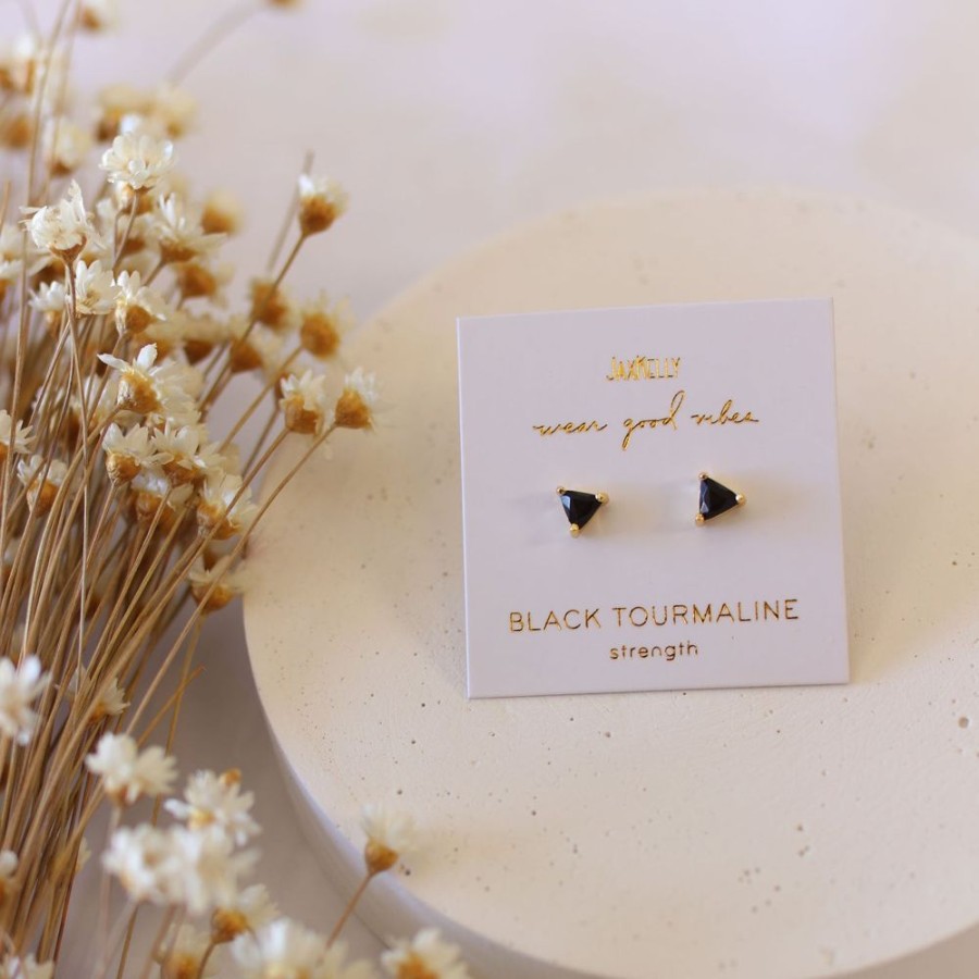 Jewelry jaxkelly Studs | Black Tourmaline Mini Energy Gems - Strength