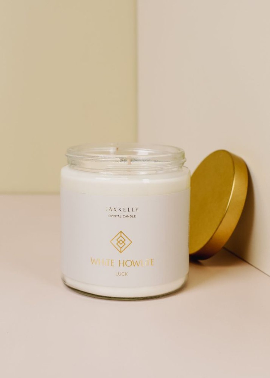 Candles jaxkelly | 16Oz Clear Crystal Candle - White Howlite - Mindfulness