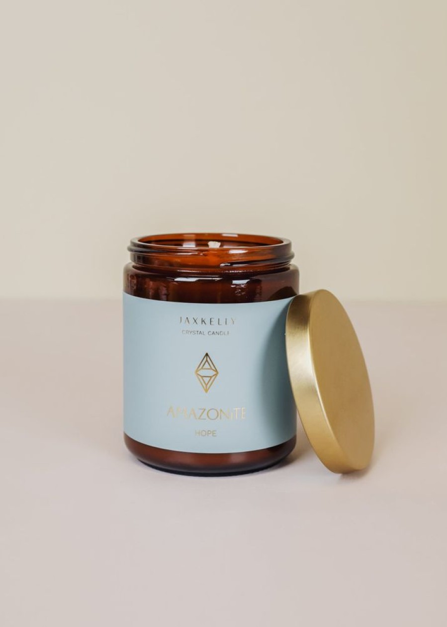 Candles jaxkelly | 9Oz Amber Crystal Candle - Amazonite - Hope