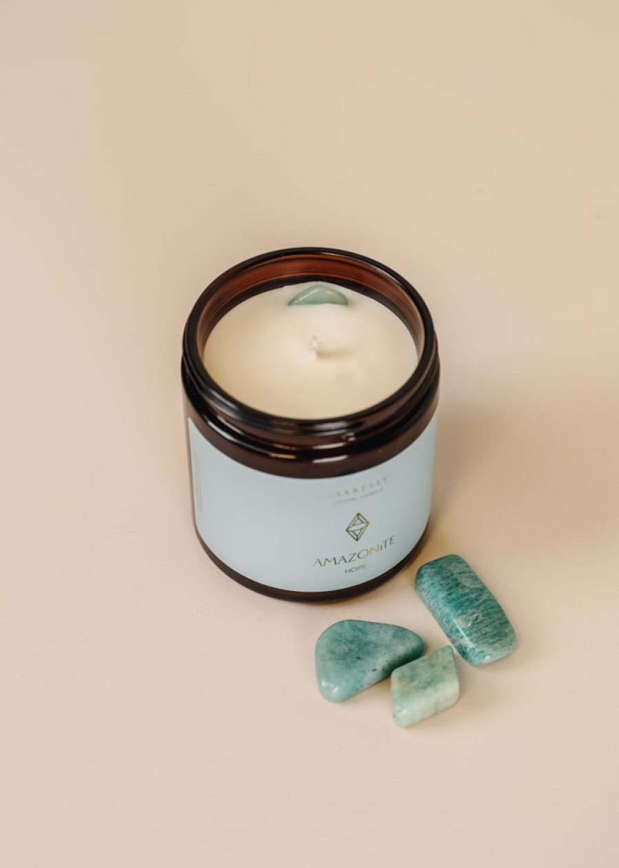 Candles jaxkelly | 4Oz Amber Crystal Candle - Amazonite - Hope