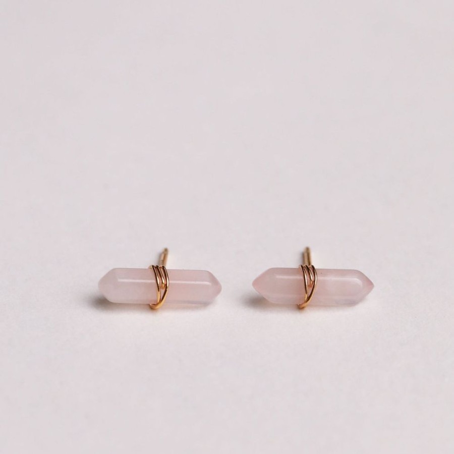 Jewelry jaxkelly Studs | Rose Quartz Mineral Point - Love