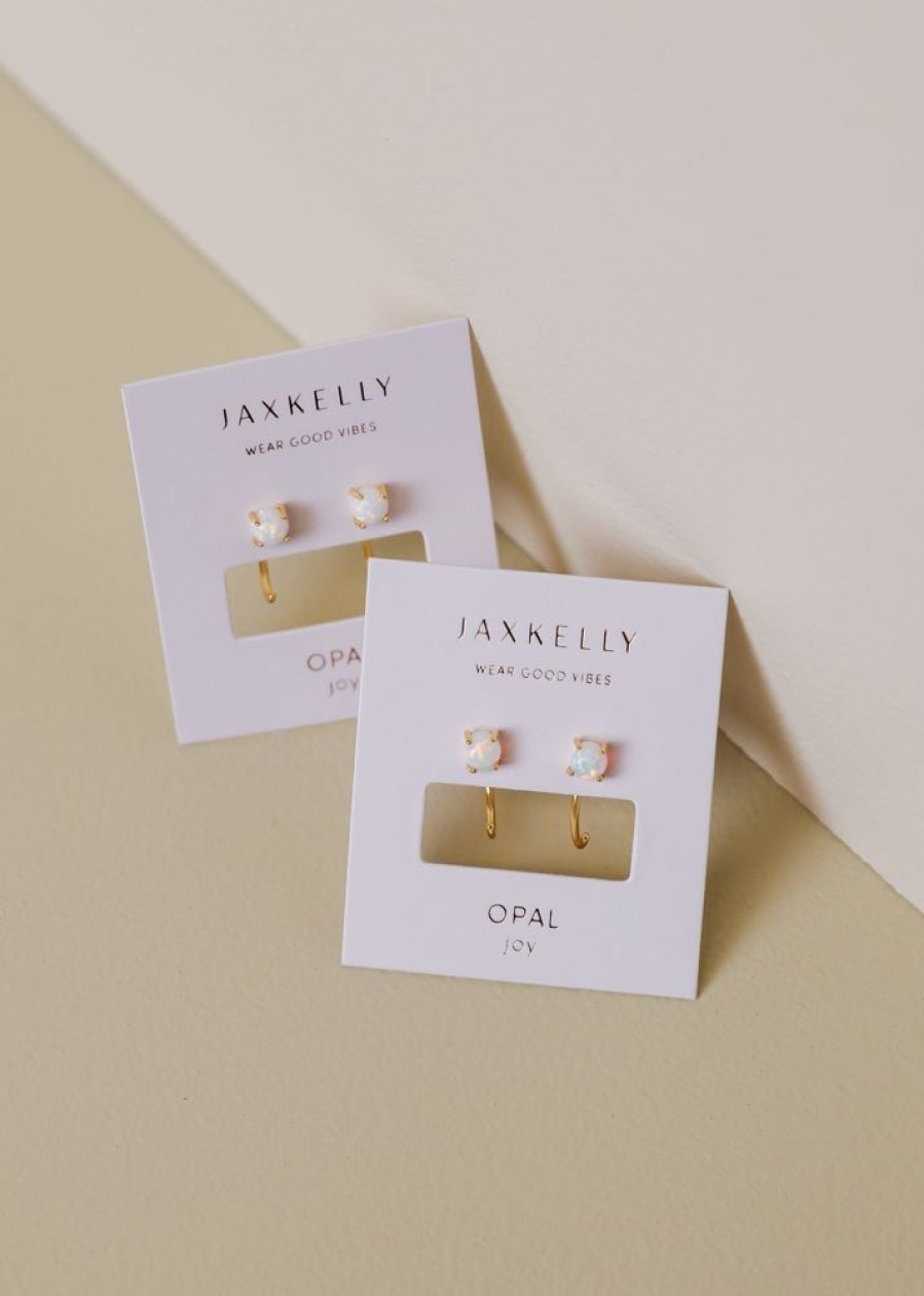 Jewelry jaxkelly Huggies | White Opal Huggies - Joy