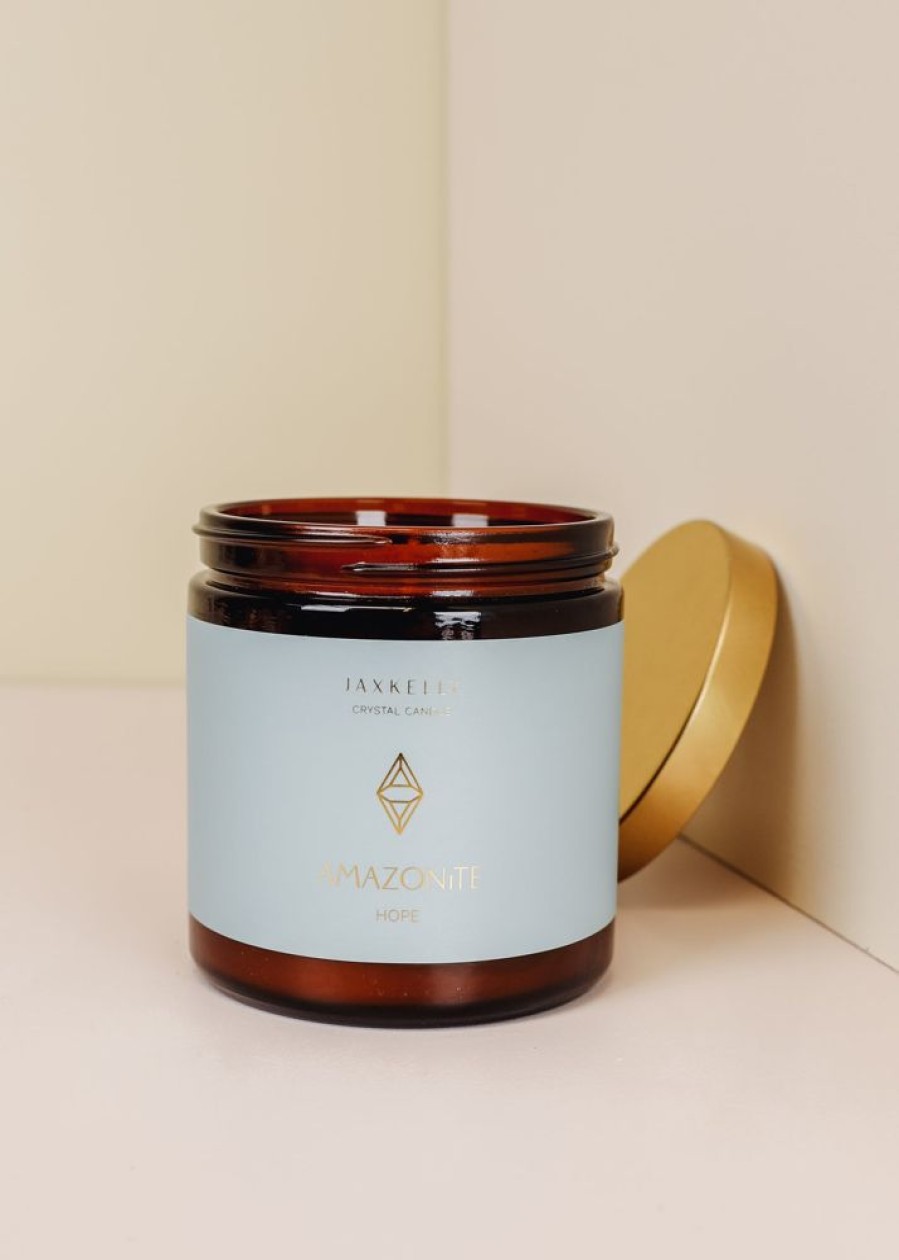 Candles jaxkelly | 16Oz Amber Crystal Candle - Amazonite - Hope