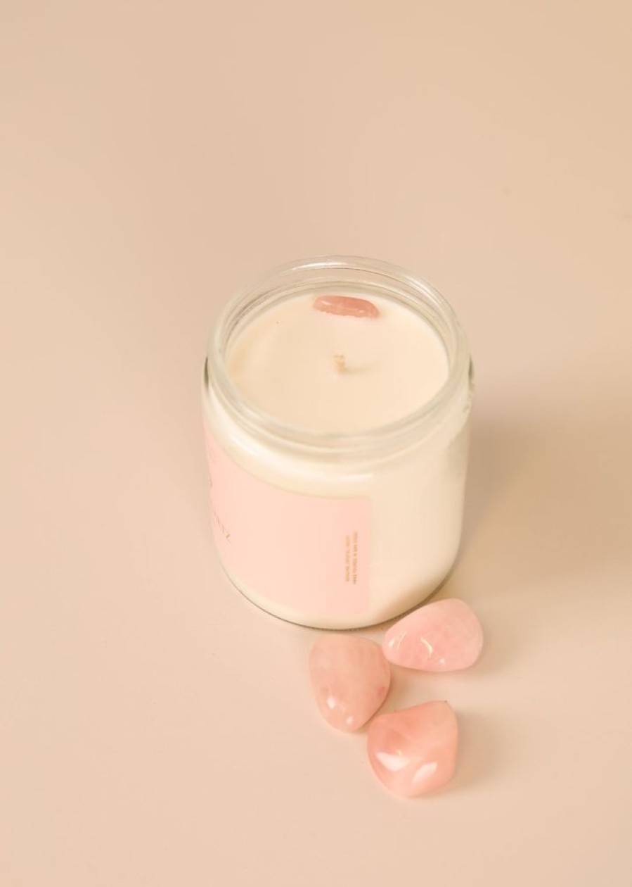 Candles jaxkelly | 16Oz Clear Crystal Candle - Rose Quartz - Love