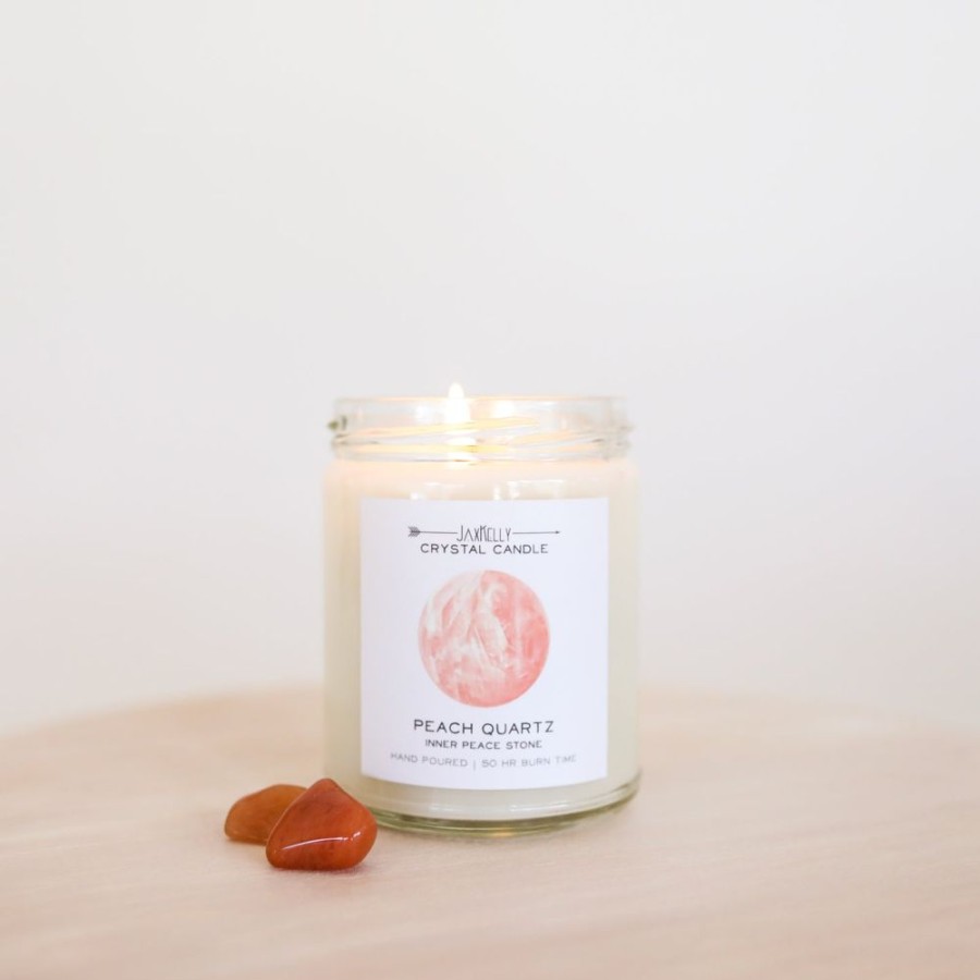 Candles jaxkelly | Peach Quartz Crystal Candle - Inner Peace