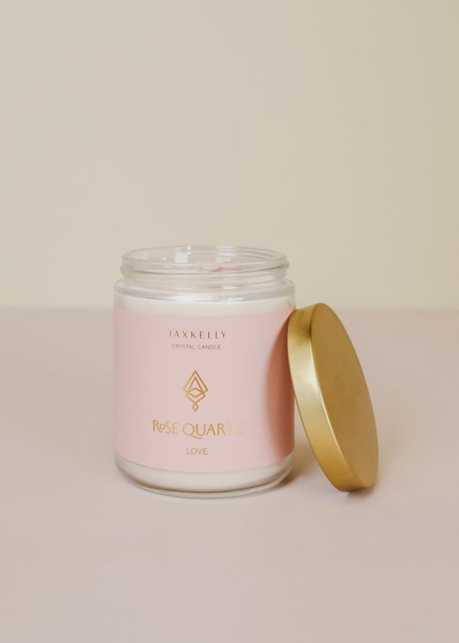 Candles jaxkelly | 9Oz Clear Crystal Candle - Rose Quartz - Love