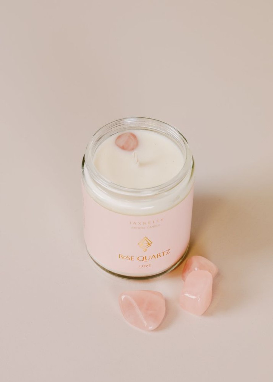 Candles jaxkelly | 9Oz Clear Crystal Candle - Rose Quartz - Love