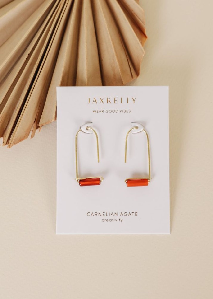 Jewelry jaxkelly Hoops | Carnelian Agate Gemstone Drop - Creativity