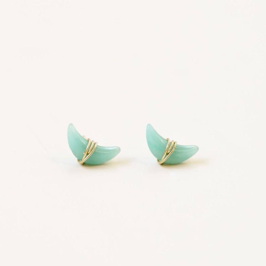 Jewelry jaxkelly Studs | Amazonite Wire-Wrapped Moon