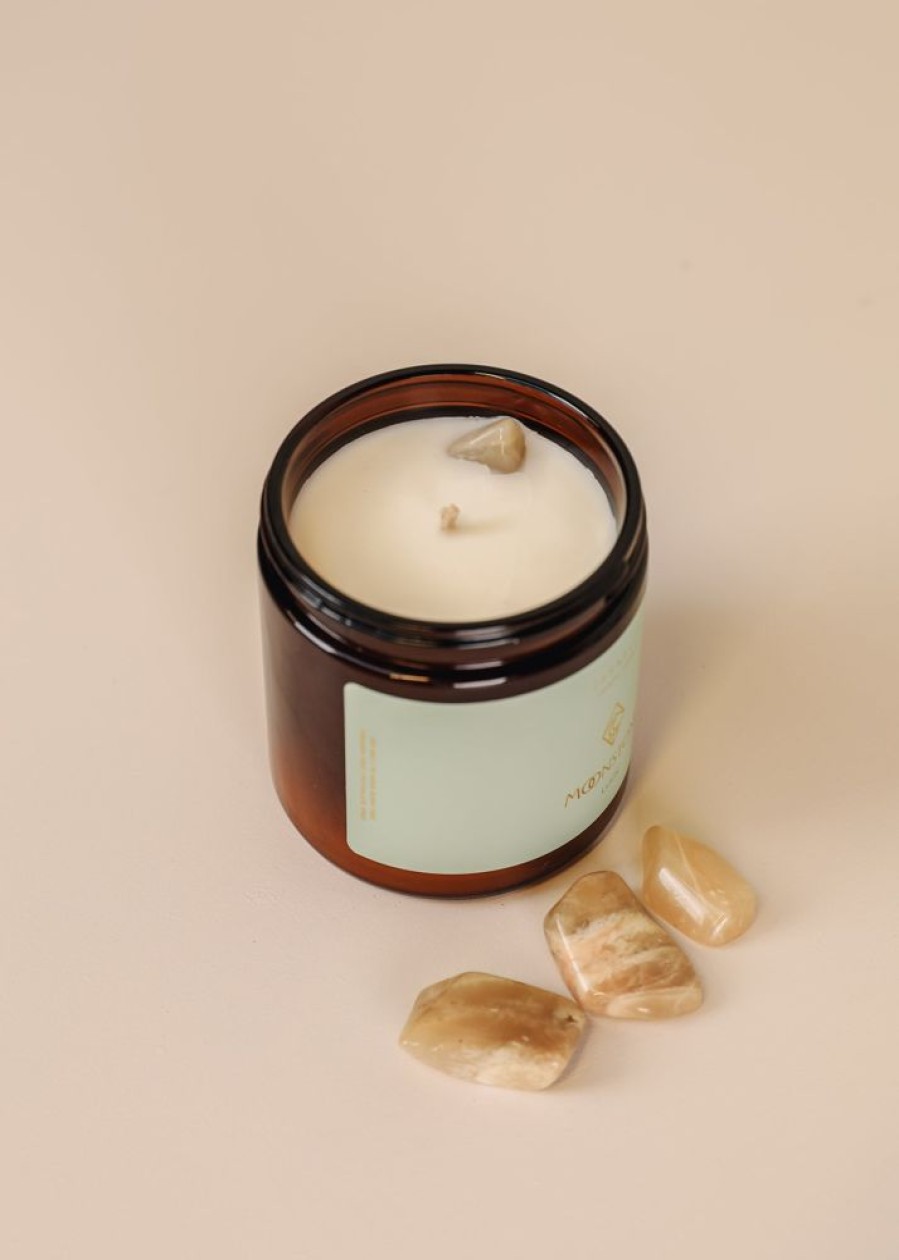 Candles jaxkelly | 4Oz Amber Crystal Candle - Moonstone - Good Luck