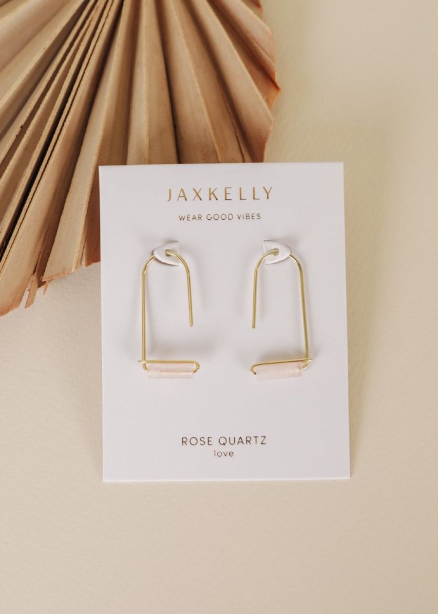 Jewelry jaxkelly Hoops | Rose Quartz Gemstone Drop - Love