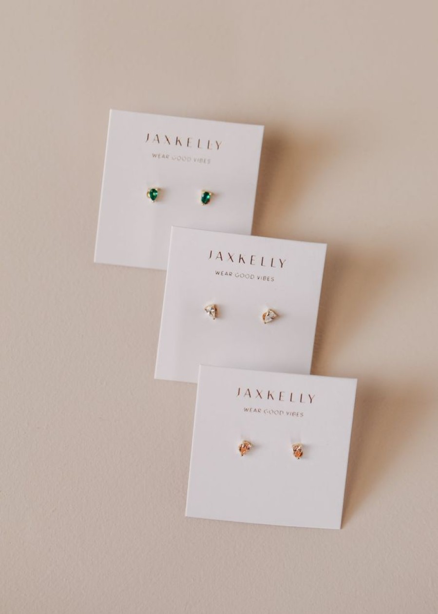 Jewelry jaxkelly Huggies | Clear Teardrop Studs