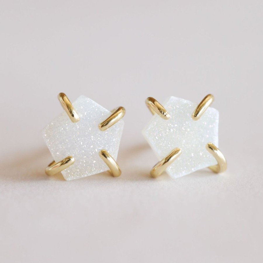 Jewelry jaxkelly Studs | White Druzy Prong