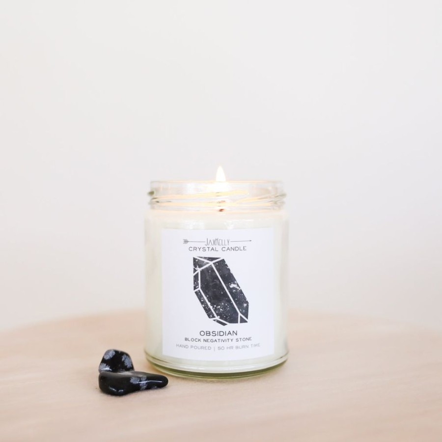 Candles jaxkelly | Obsidian Crystal Candle - Block Negativity