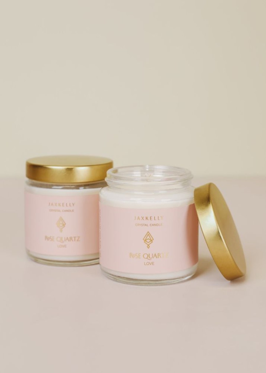 Candles jaxkelly | 4Oz Clear Crystal Candle - Rose Quartz - Love