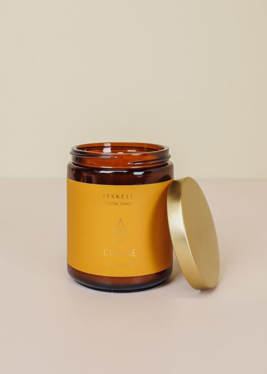 Candles jaxkelly | 9Oz Amber Crystal Candle - Citrine - Success