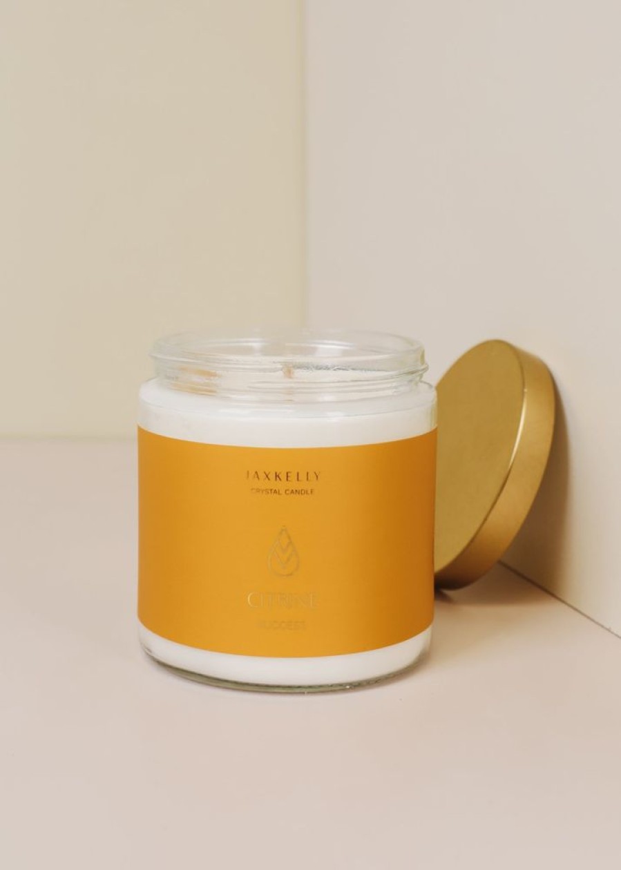 Candles jaxkelly | 16Oz Clear Crystal Candle - Citrine - Success