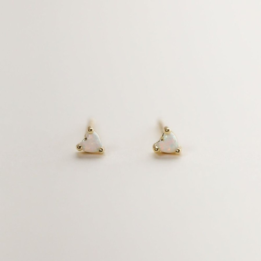 Jewelry jaxkelly Studs | Tiny White Opal Heart