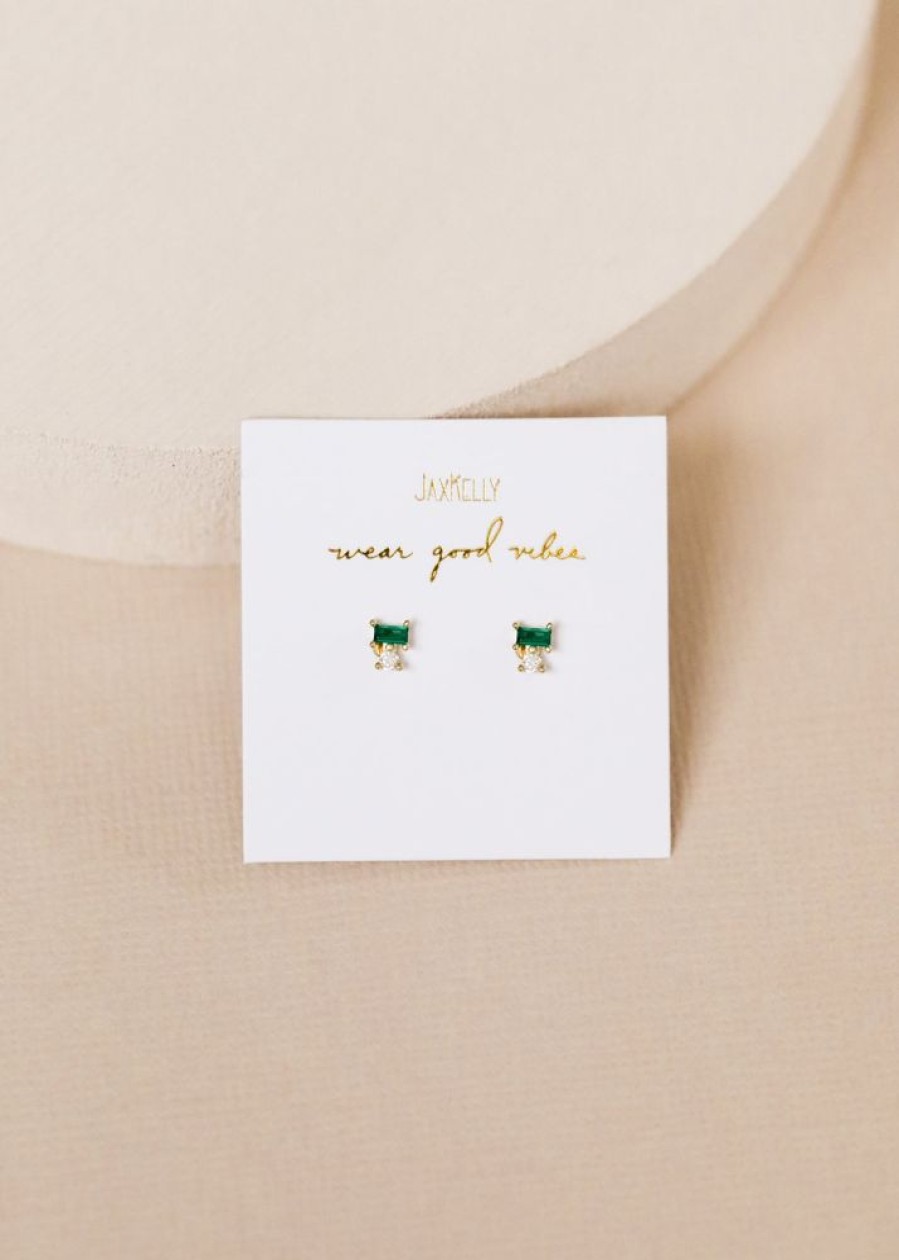 Jewelry jaxkelly Studs | Emerald Double Stud Stack