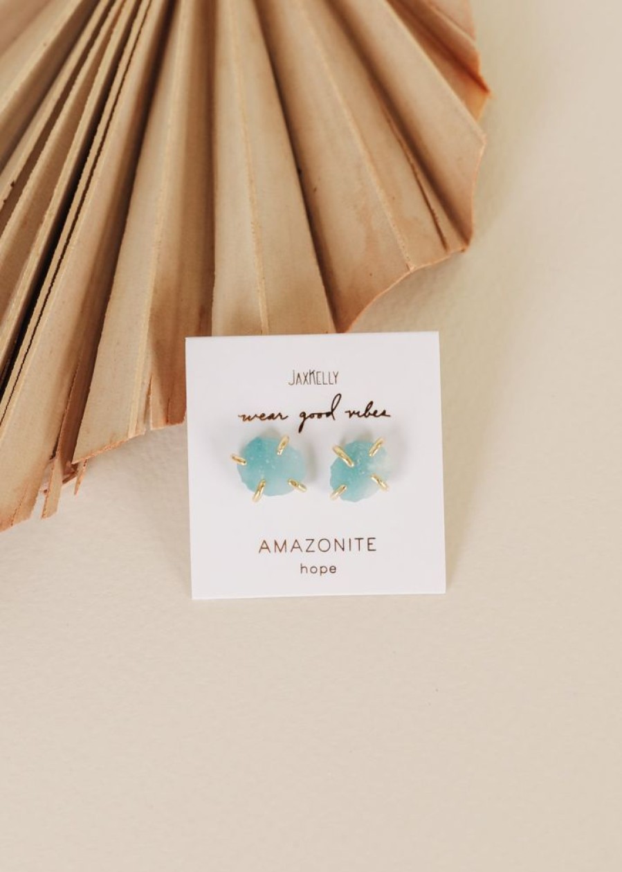 Jewelry jaxkelly Studs | Amazonite Gemstone Prong