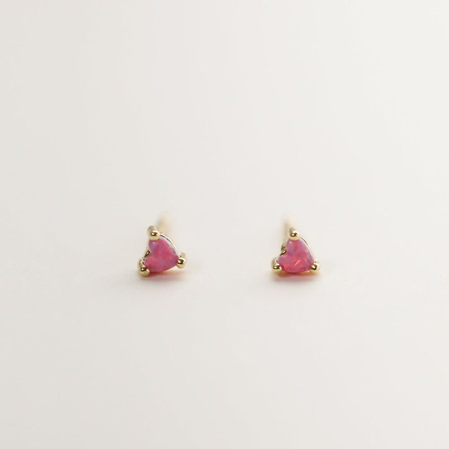 Jewelry jaxkelly Studs | Tiny Pink Opal Heart