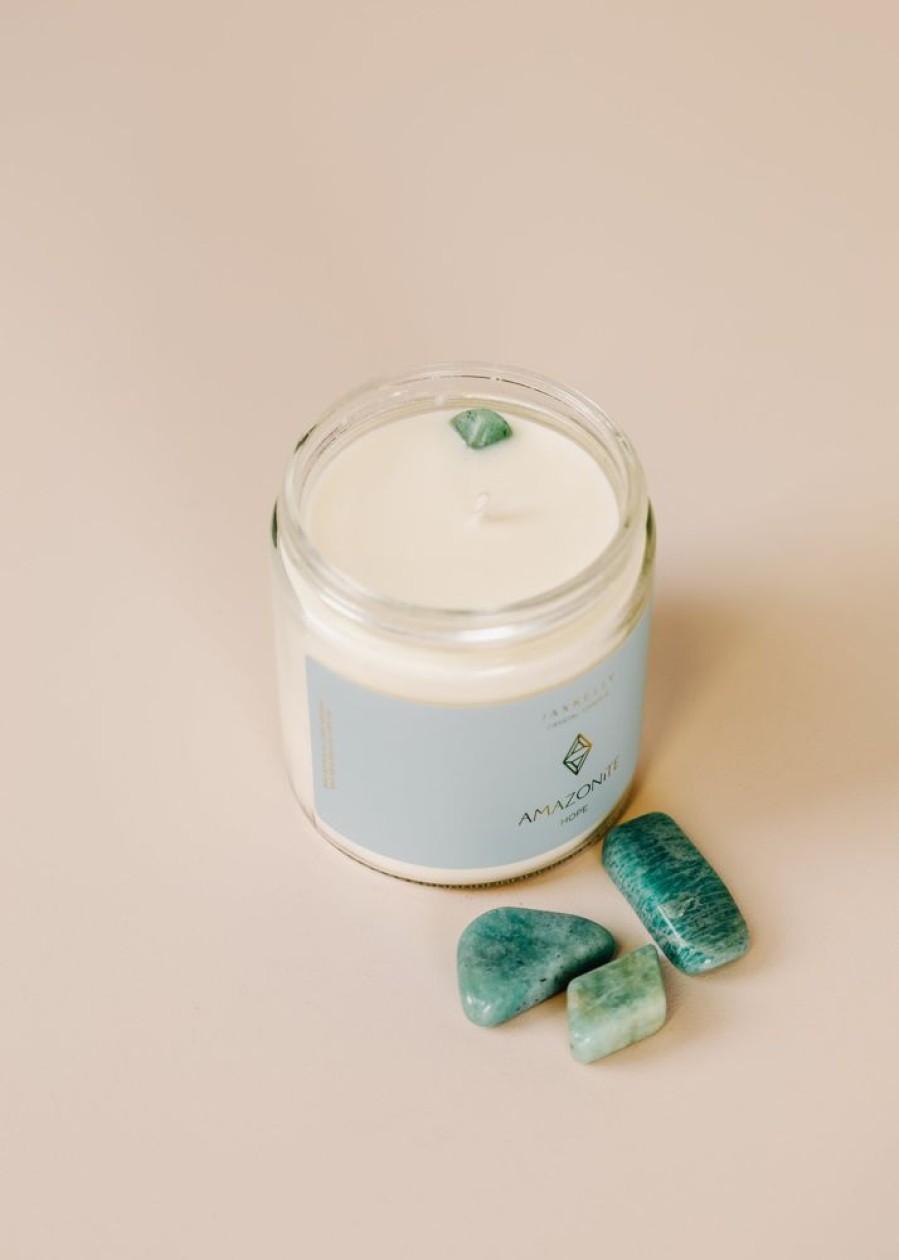 Candles jaxkelly | 4Oz Clear Crystal Candle - Amazonite - Hope