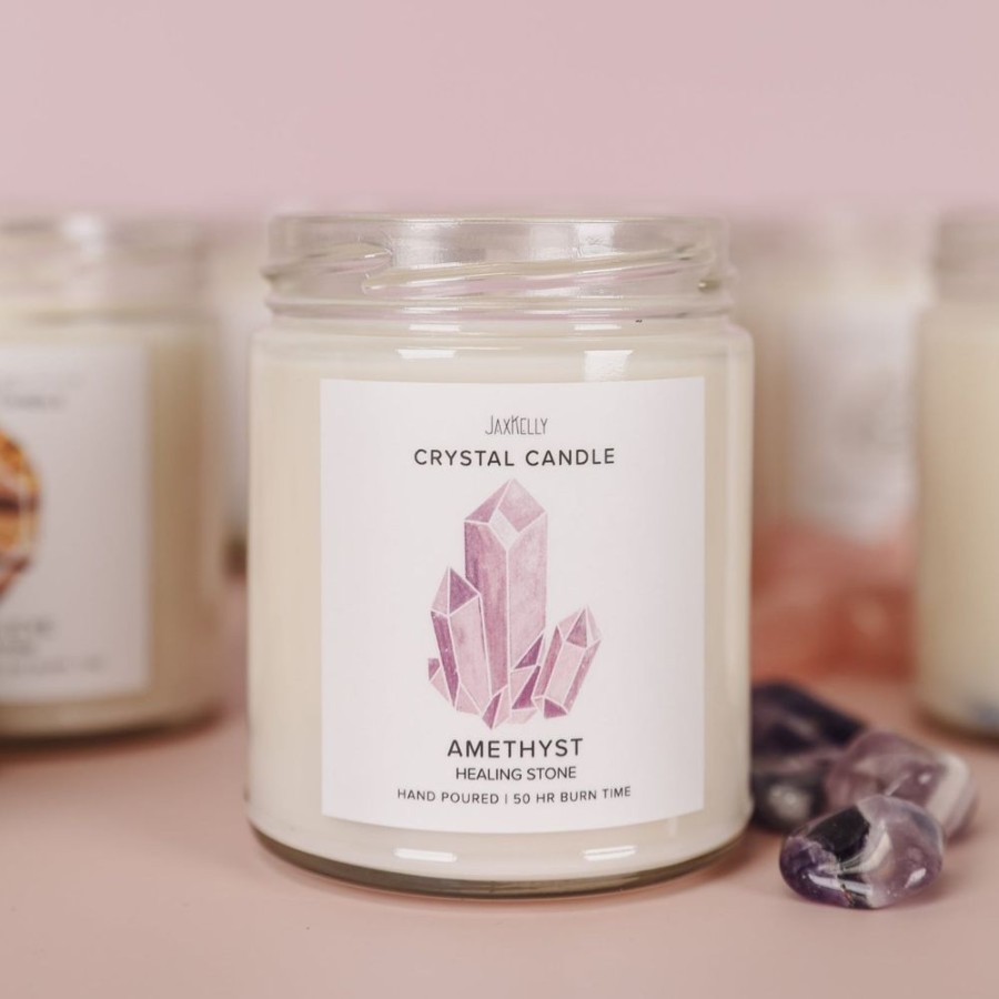 Candles jaxkelly | Amethyst Crystal Candle - Spiritual Growth & Healing