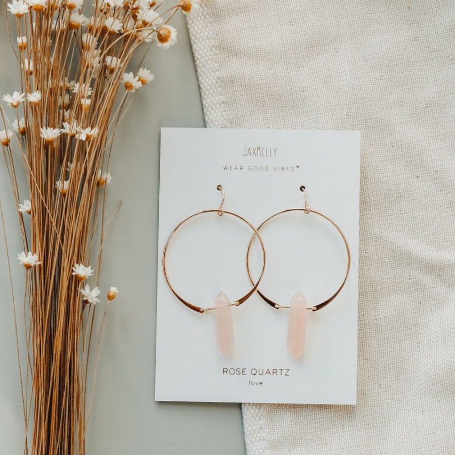 Jewelry jaxkelly Hoops | Rose Quartz Hoop - Love