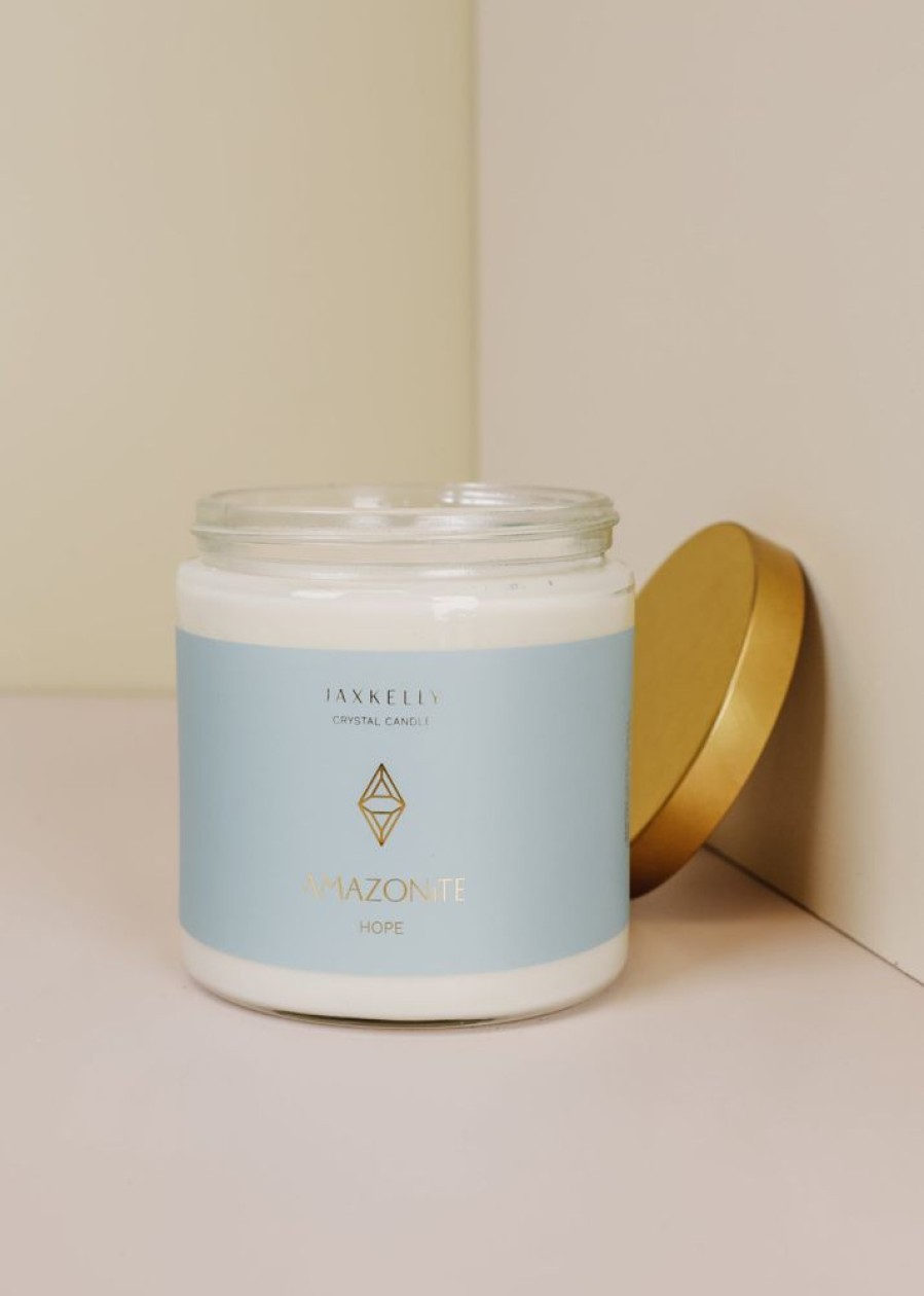 Candles jaxkelly | 16Oz Clear Crystal Candle - Amazonite - Hope