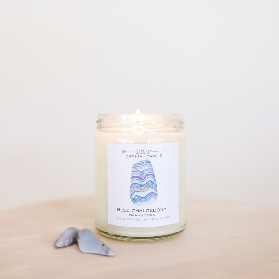 Candles jaxkelly | Blue Chalcedony Crystal Candle - Calming